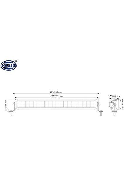 HELLA 10V-30V LED BAR OFF-ROAD ÇİFT SIRA 200W 5700K 11.000 LÜMEN (40 LEDLİ) (561*67*70 MM)