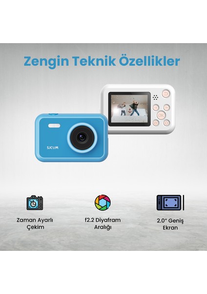 SJCAM FunCam Çocuk Kamerası FullHD 1080p 12MP 2.0” Ekran 650mAh Fotoğraf Makinesi Beyaz