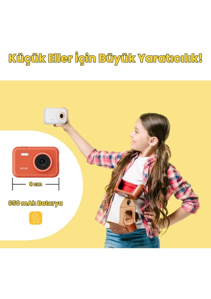 FunCam Çocuk Kamerası FullHD 1080p 12MP 2.0” Ekran 650mAh Fotoğraf Makinesi Kırmızı fırsatları