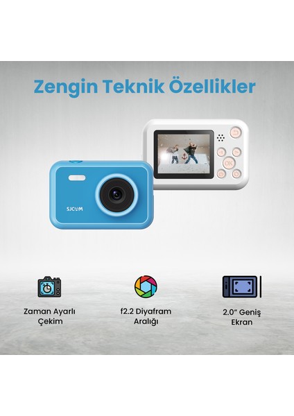 FunCam Çocuk Kamerası FullHD 1080p 12MP 2.0” Ekran 650mAh Fotoğraf Makinesi Kırmızı indirimleri