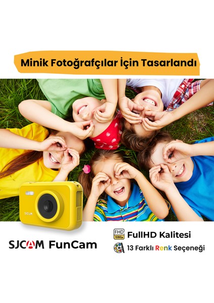 FunCam Çocuk Kamerası FullHD 1080p 12MP 2.0” Ekran 650mAh Fotoğraf Makinesi Sarı modelleri