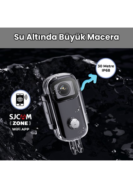 SJCAM C100 FHD 1080p WiFi 15MP 115° H.265 Mini Aksiyon Kamerası Siyah