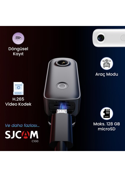 SJCAM C100 FHD 1080p WiFi 15MP 115° H.265 Mini Aksiyon Kamerası Siyah