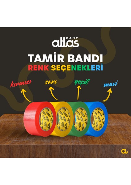 Atlas Bant Atlasbant Renkli Çok Amaçlı Duct Tape Tamir Bandı 4 Adet 48MM x 2m - Su Geçirmez Bant, Su Borusu Tamiri Için Su Sızdırmaz Bant, Çatı Izolasyon Bandı, Dayanıklı Duşakabin Bantlar