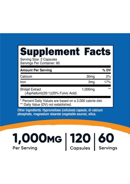 Shilajit 1000 Mg Shilajit 120 Per Serving
