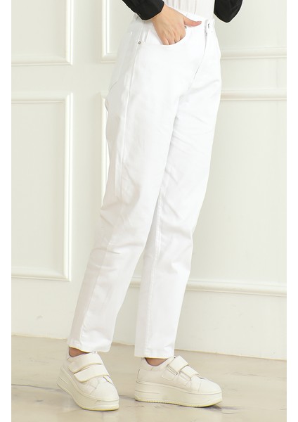 Momjean Salaş Kot Pantolon 5304-02 Beyaz modelleri