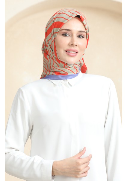 Soft Pamuk Eşarp 19093-18 Bej Turuncu