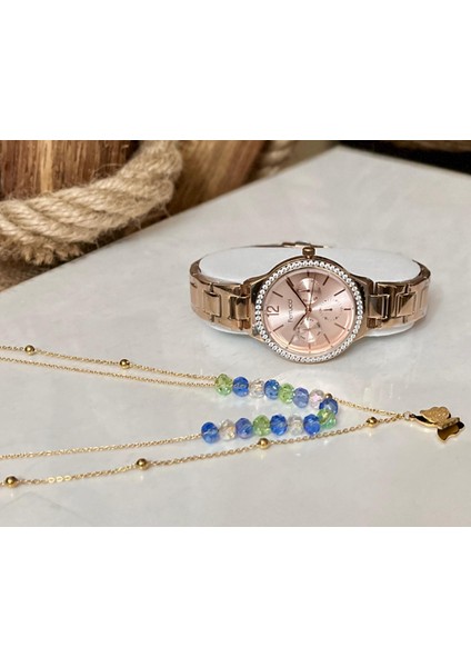 Çelik Spor Şık Kadın Kol SAAT+%100 Çelik Kolye Hediye Set fiyatları