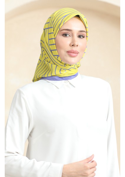 Soft Pamuk Eşarp 19089-17 Sarı Mor