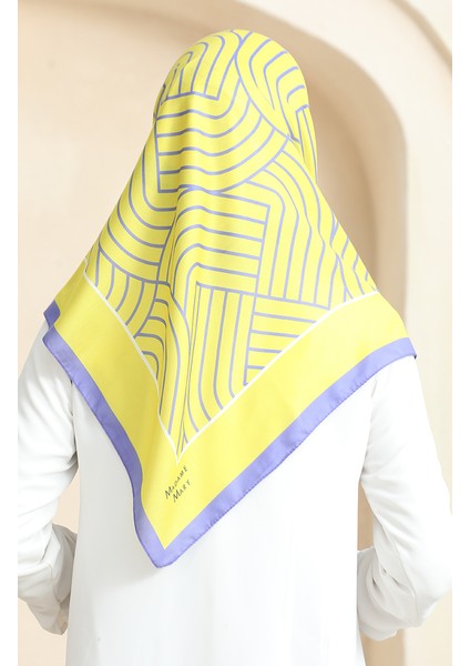 Soft Pamuk Eşarp 19089-17 Sarı Mor modelleri