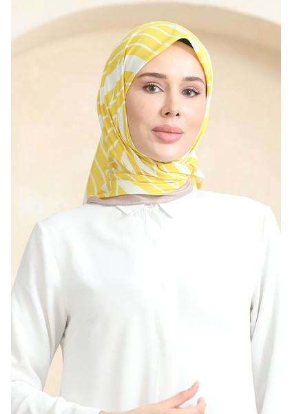 Soft Pamuk Eşarp 19093-07 Beyaz Sarı