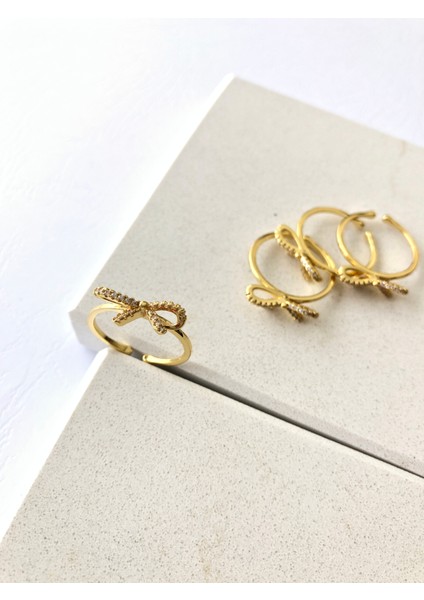 Zirkon Taş Fiyonk Ayarlanabilir Gold Yüzük DRN20003 fırsatları