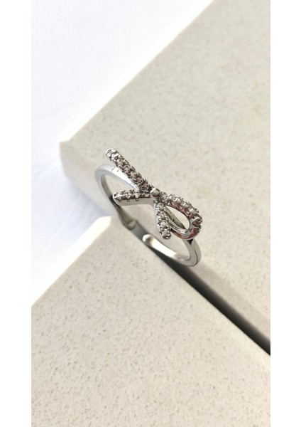 Zirkon Taş Fiyonk Ayarlanabilir Silver Yüzük DRN20004