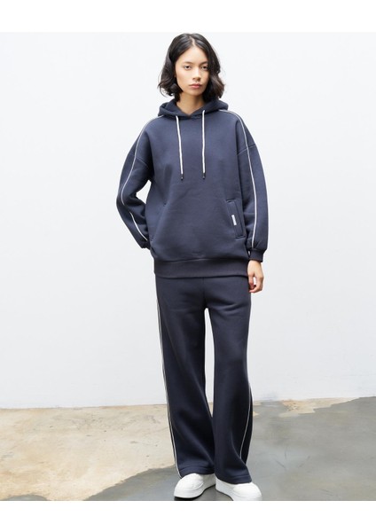 Füme Içi Polarlı Leopar Desenli Süs Etiket Detaylı Kapüşonlu Şardonlu Alt Üst Kışlık Takım fiyatları