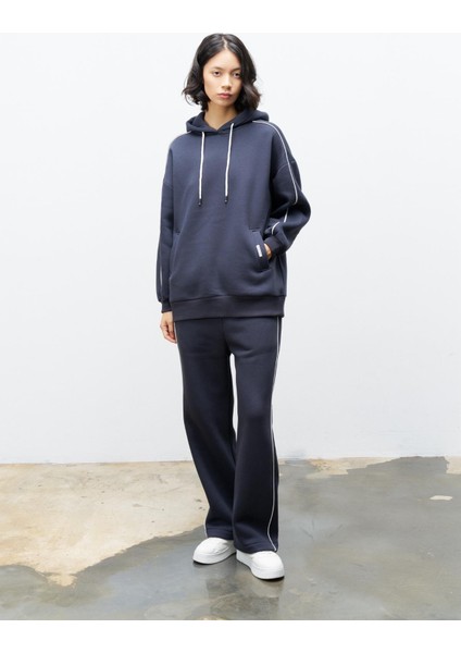 Füme Içi Polarlı Leopar Desenli Süs Etiket Detaylı Kapüşonlu Şardonlu Alt Üst Kışlık Takım modelleri