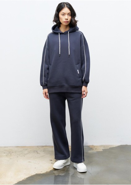 Füme Içi Polarlı Leopar Desenli Süs Etiket Detaylı Kapüşonlu Şardonlu Alt Üst Kışlık Takım indirimleri