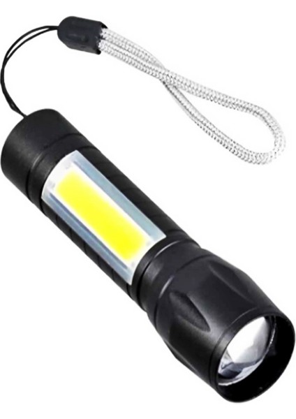 Cob LED El Feneri Metal Kasa Şarjlı Kamp-Doğa Yürüyüşü 3 Fonksiyonlu Suya Dayanıklı El Feneri