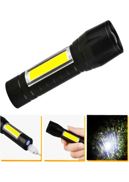 Cob LED El Feneri Metal Kasa Şarjlı Kamp-Doğa Yürüyüşü 3 Fonksiyonlu Suya Dayanıklı El Feneri modelleri