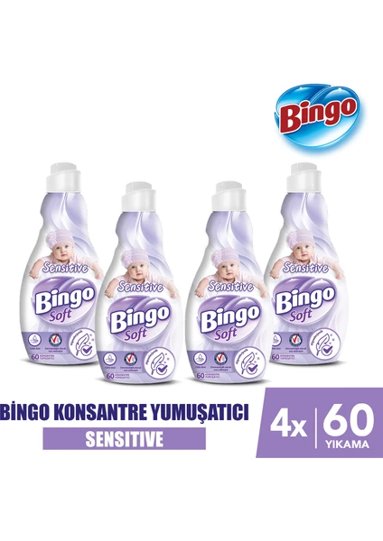 Bingo soft Konsantre Çamaşır Yumuşatıcısı Sensitive 1440 ml x 4 Adet