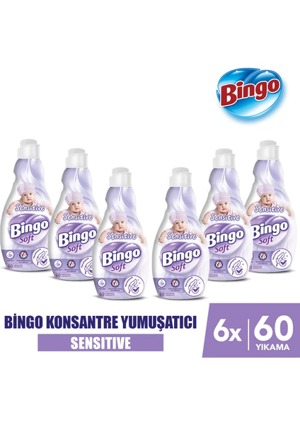 Bingo soft Konsantre Çamaşır Yumuşatıcısı Sensitive 1440 ml x 6 Adet