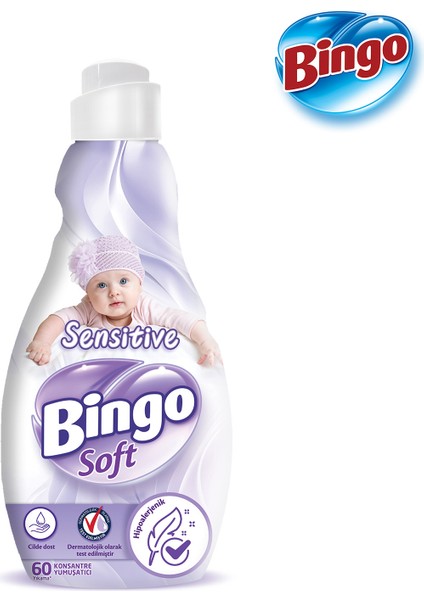 Bingo soft Konsantre Çamaşır Yumuşatıcısı Sensitive 1440 ml x 6 Adet