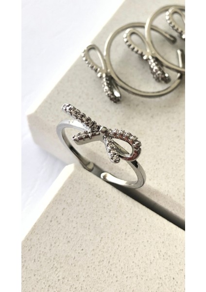 Zirkon Taş Fiyonk Ayarlanabilir Silver Yüzük DRN20004