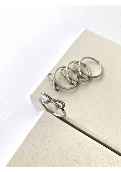 Zirkon Taş Fiyonk Ayarlanabilir Silver Yüzük DRN20004