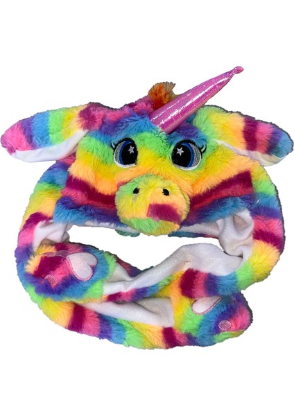 Kulakları Hareket Eden Unicorn Peluş Şapka