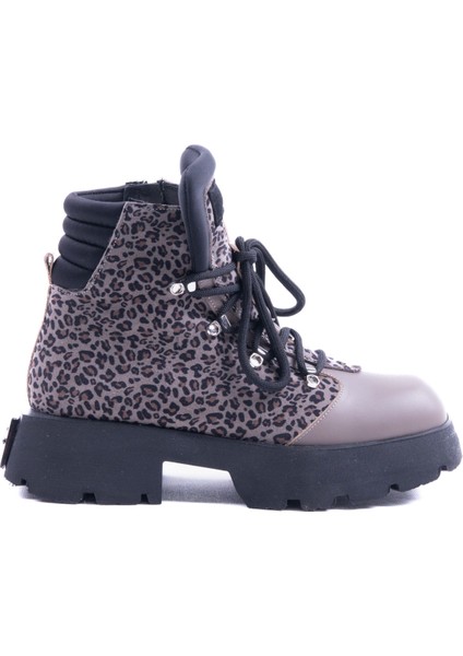 Bettie Vizon Leopar Desenli Deri Bot