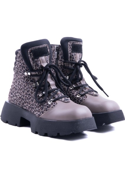 Bettie Vizon Leopar Desenli Deri Bot