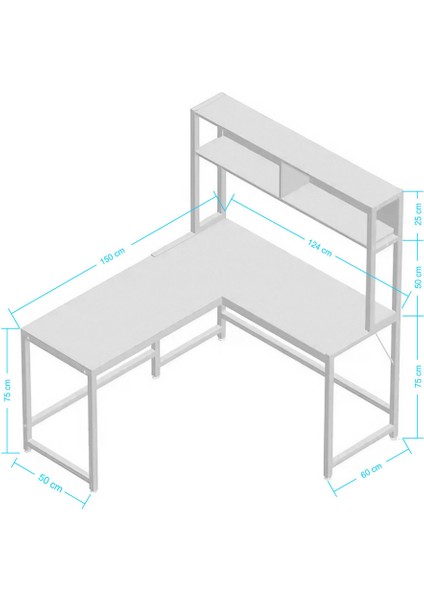 Cornermaster Raflı L Köşe Çalışma Masası