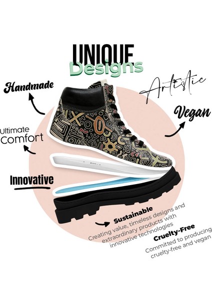 Kadın Vegan Deri Siyah Bot - Good Fortune - Black Tasarım