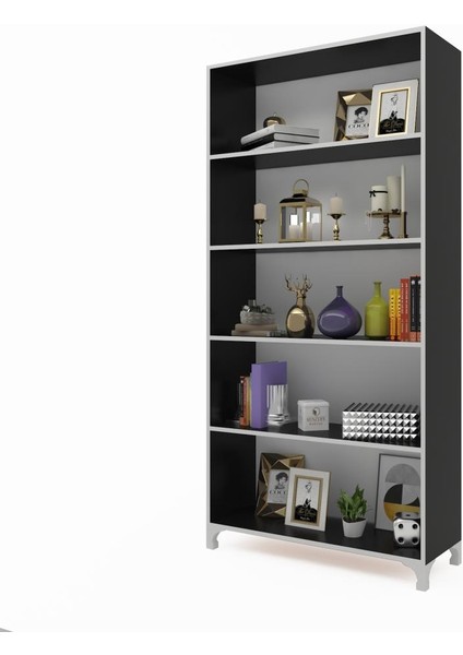 Kenzlife kitaplık tuğçe 188*090*020 gri ayaklı mutfak dolabı banyo ofis ayakkabılık kiler