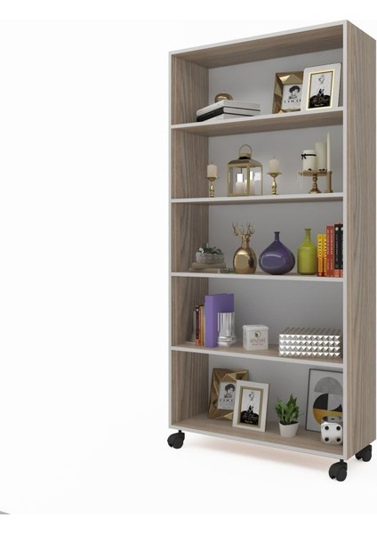 Kenzlife kitaplık beril 188*090*020 crd tekerlekli mutfak dolabı banyo ofis ayakkabılık kiler