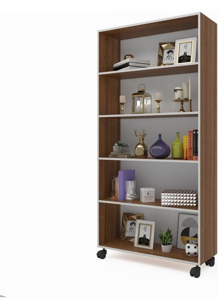 Kenzlife kitaplık beril 188*090*020 cvz tekerlekli mutfak dolabı banyo ofis ayakkabılık kiler