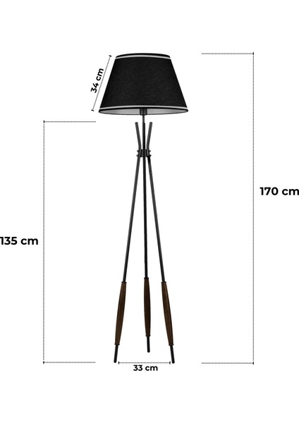 Verona Siyah Başlıklı Metal Lambader