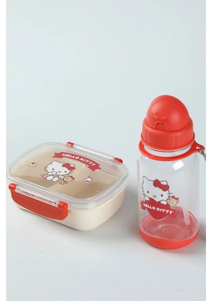 Sanrio Lisanslı Plastik Yemek Kabı ve Suluk Seti - Hello Kitty fiyatları
