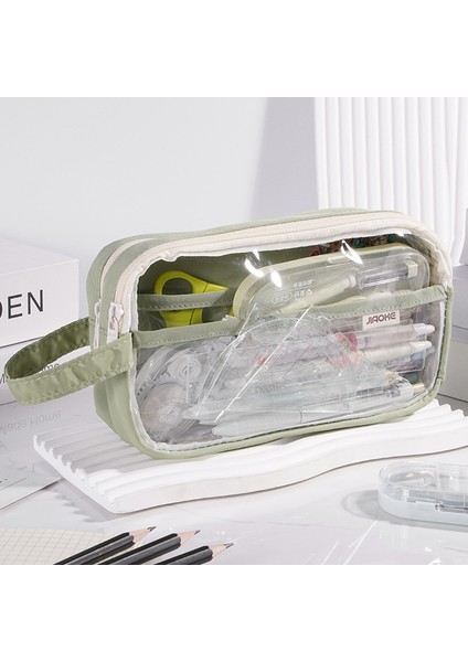 Ekstra Büyük Kapasiteli Şeffaf Kalem Çantası Taşınabilir Üç Katmanlı Ilkokul Kız Versiyonu 2024 Yeni Ortaokul Öğrencisi Kalem Çantası (Yurt Dışından)