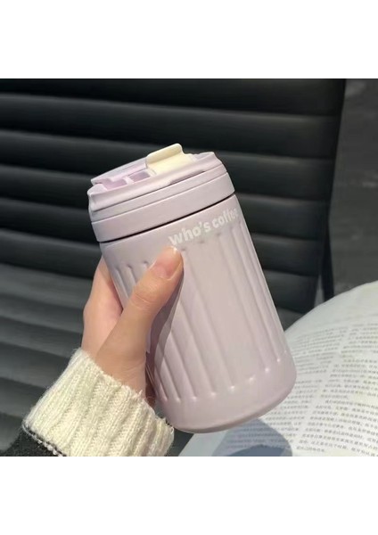 Paslanmaz Çelik Yalıtımlı Kahve Fincanı, Yüksek Değerli Su Bardağı, Taşınabilir Basit Öğrenci Çift Pipetli Bardak (Yurt Dışından)