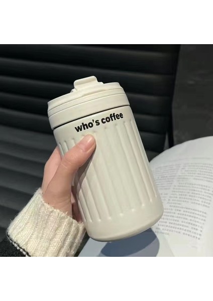 Paslanmaz Çelik Yalıtımlı Kahve Fincanı, Yüksek Değerli Su Bardağı, Taşınabilir Basit Öğrenci Çift Pipetli Bardak (Yurt Dışından)