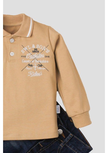 Polo Bebek Takımı Yumuşak Kot Pantolonlu %100 Pamuklu