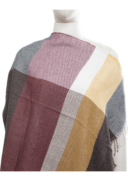 Yumuşak Dokulu Balık Sırtı Desenli Siyah Kalın Omuz Şalı