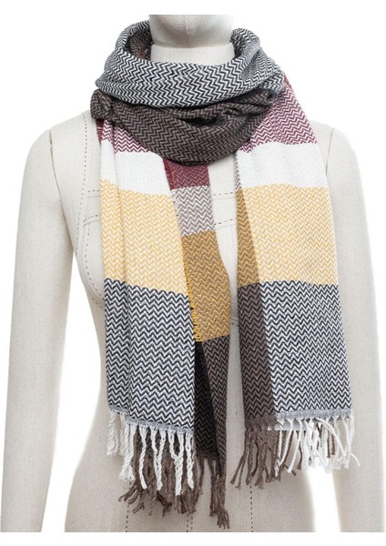 Yumuşak Dokulu Balık Sırtı Desenli Siyah Kalın Omuz Şalı fiyatları