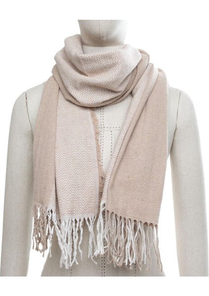 Yumuşak Dokulu Balıksırtı Desenli Vizon Kalın Omuz Şalı fiyatları