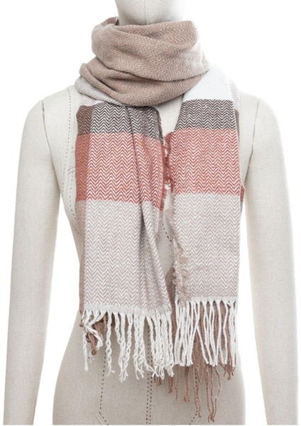 Yumuşak Dokulu Balık Sırtı Desenli Camel Kalın Omuz Şalı fiyatları