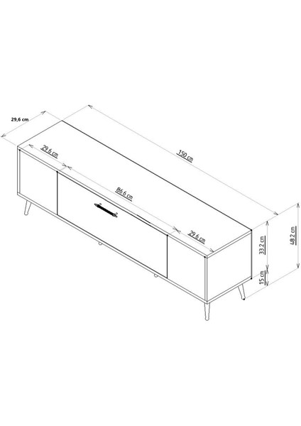 Cantek Dizayn DEKOLP1CT Tv Sehpası Ceviz-Altın