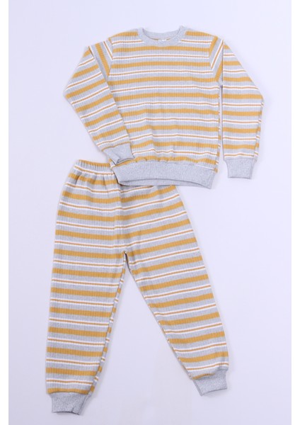 Erkek Çocuk Pijama Takımı Çizgili Ribanalı A35