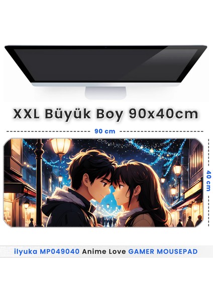 90X40 Anime Love Xxl Büyük Boy Ilyuka MP049040 Gaming Mousepad Dikişli Kenar Kaymaz Taban 90X40CM