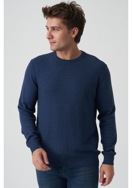 Alcácer Do Sal 4035 0 Yaka Pamuklu Triko Indigo