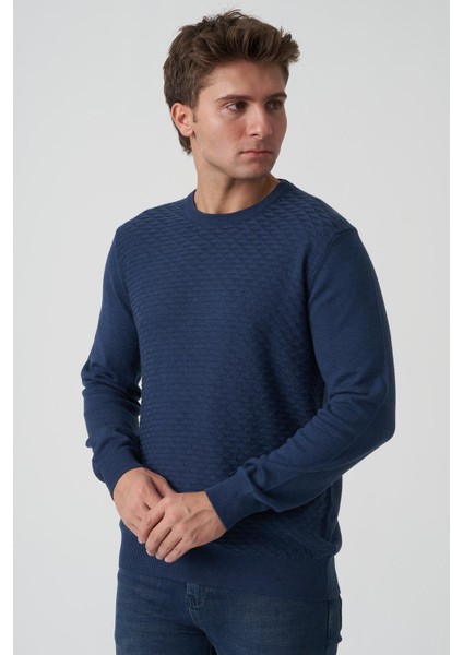 Alcácer Do Sal 4035 0 Yaka Pamuklu Triko Indigo modelleri